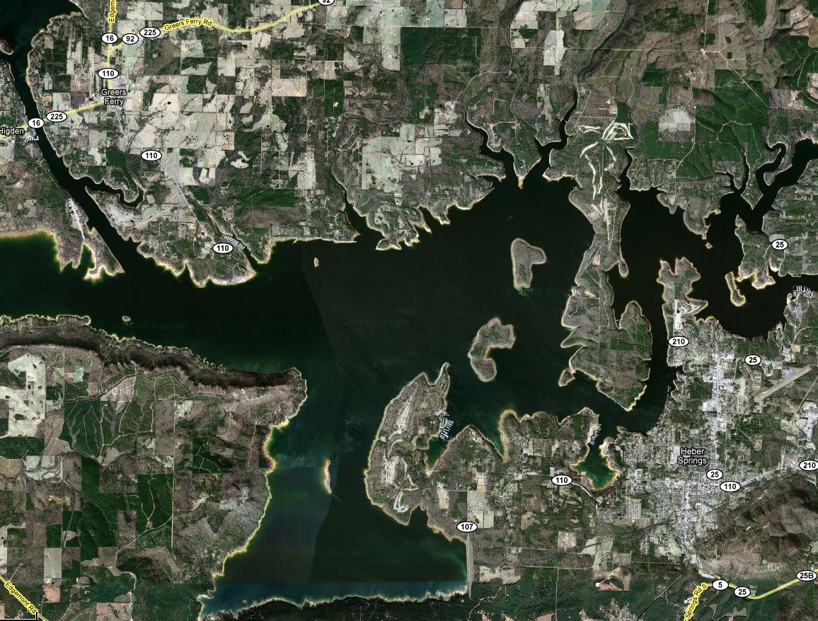 Greers Ferry Lake - satellite view